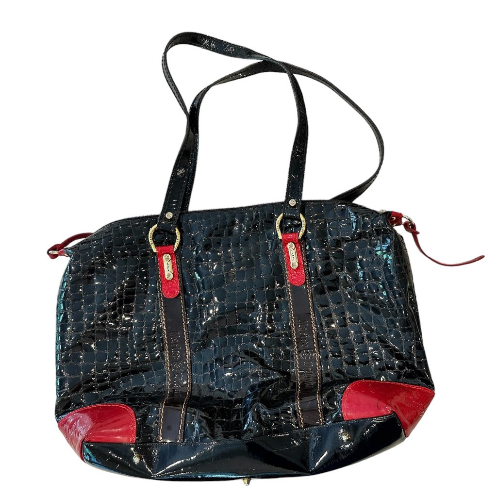 Black Crocodile Leather Oversized Handbag